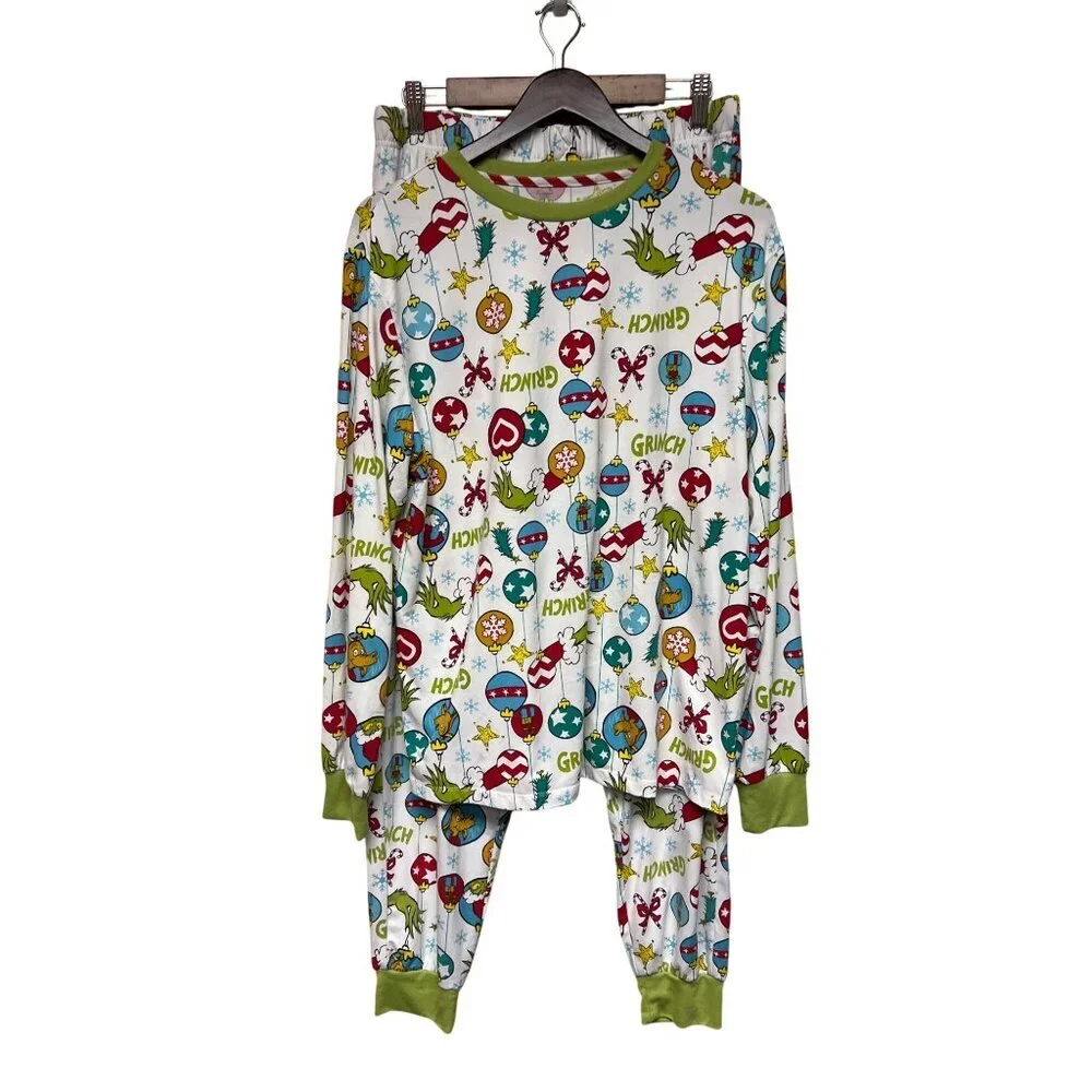 Grinch Men's Pajama Set Top Bottom Christmas Holiday Novelty Medium 38 40 PJs